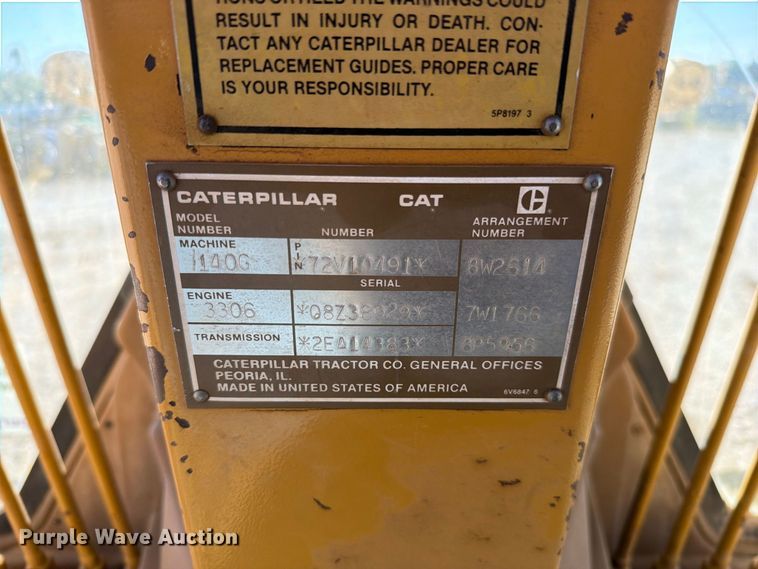 image for item FN5908 1987 Caterpillar 140G motor grader