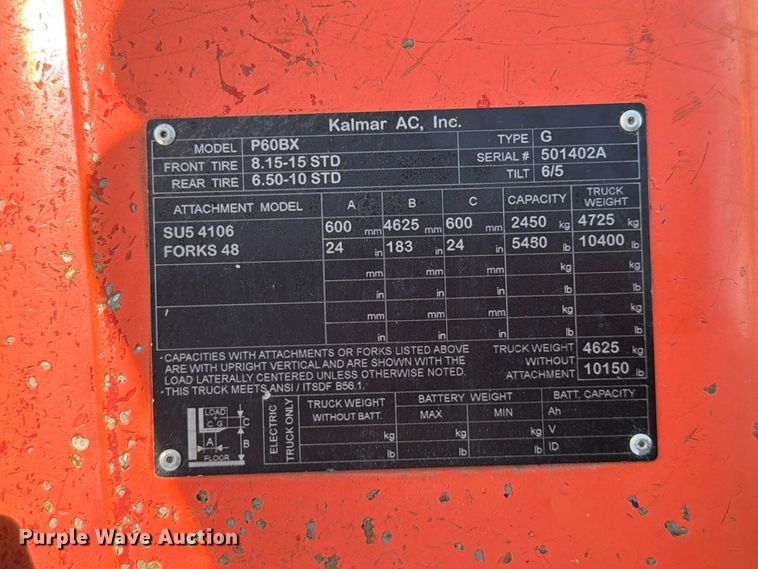 image for item FT6398 1998 Kalmar P60BX forklift