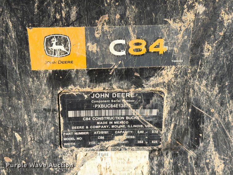 image for item FT6433 John Deere C84 skid steer bucket
