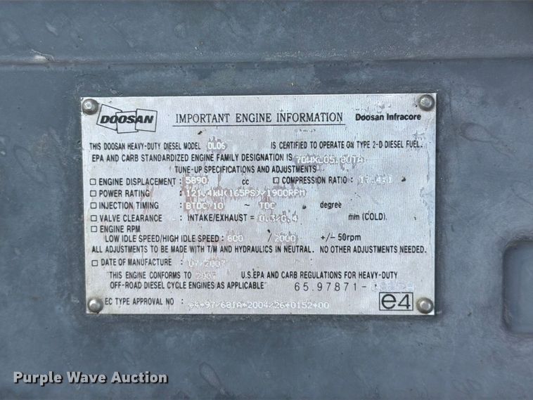 image for item FT6467 2007 Doosan DC190W wheeled excavator