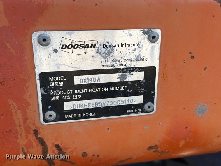 image for item FT6467 2007 Doosan DC190W wheeled excavator