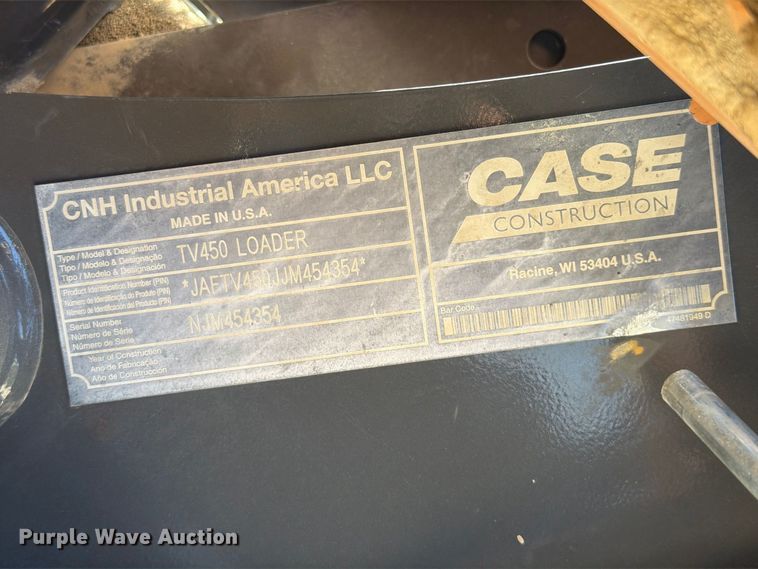image for item FT6469 2018 Case TV450 tracked skid steer loader