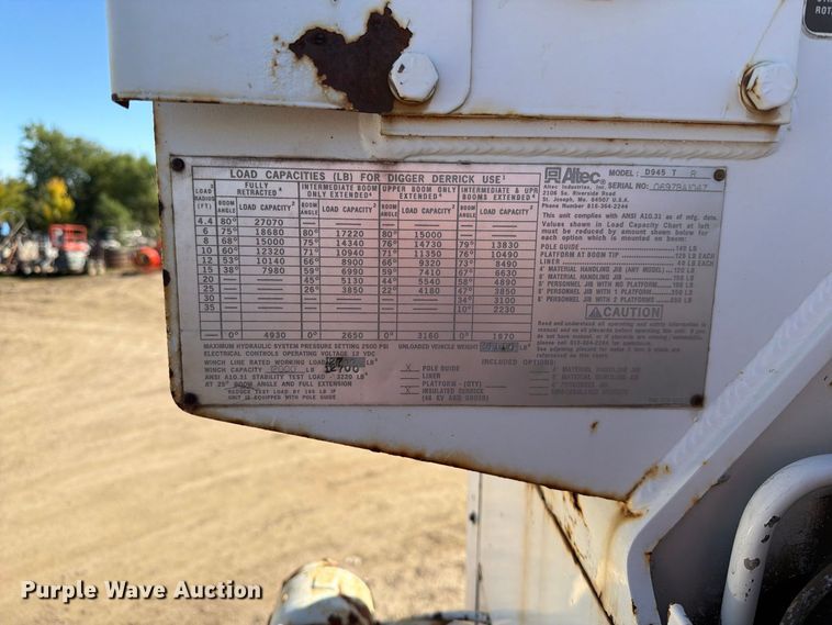 image for item FT6894 1997 Freightliner FL70 digger derrick truck