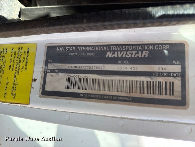 image for item FT7547 1996 International 2554 sewer jetter truck
