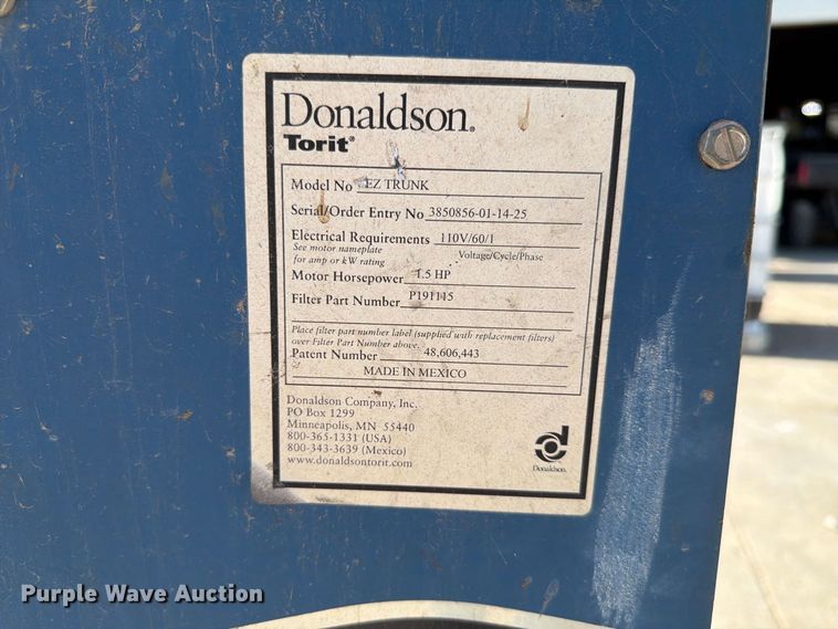 image for item FU0566 Donaldson EZ Trunk dust collector