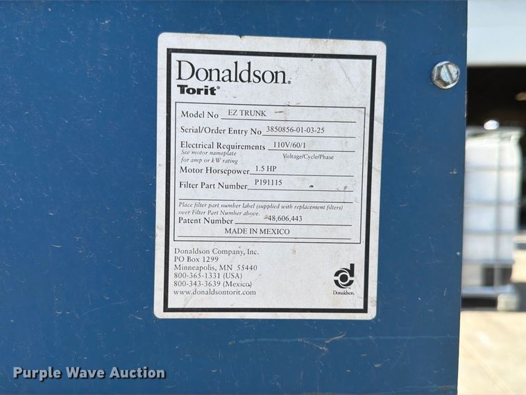 image for item FU0568 Donaldson EZ Trunk dust collector