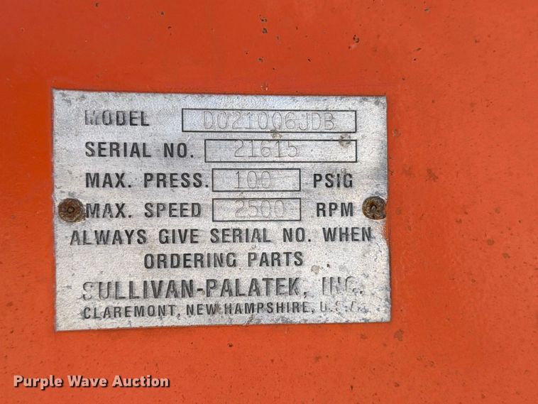 image for item FU0581 Sullivan Palatek D021006JDB air compressor