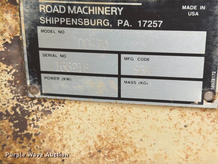 image for item FU4731 Ingersoll-Rand DD-70 double drum vibratory roller