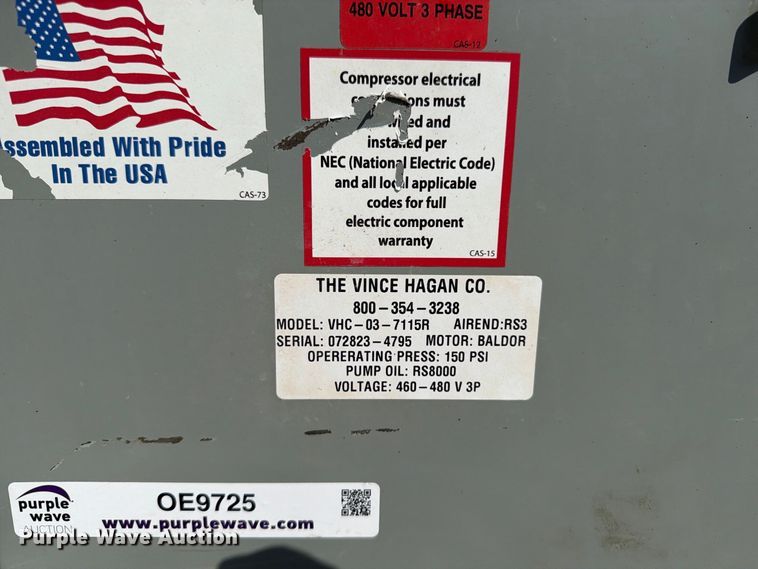 image for item OE9725 Vince Hagan Co. VHC-03-7115R air compressor
