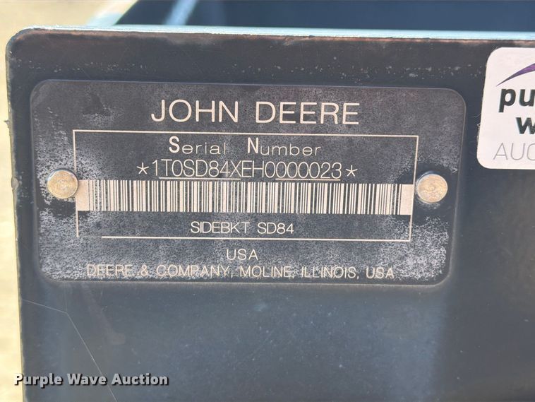 image for item OE9746 John Deere SD84 skid steer side discharge bucket