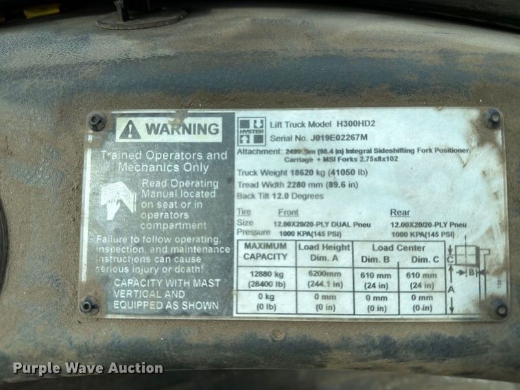 image for item YA4562 Hyster H300HD2 forklift