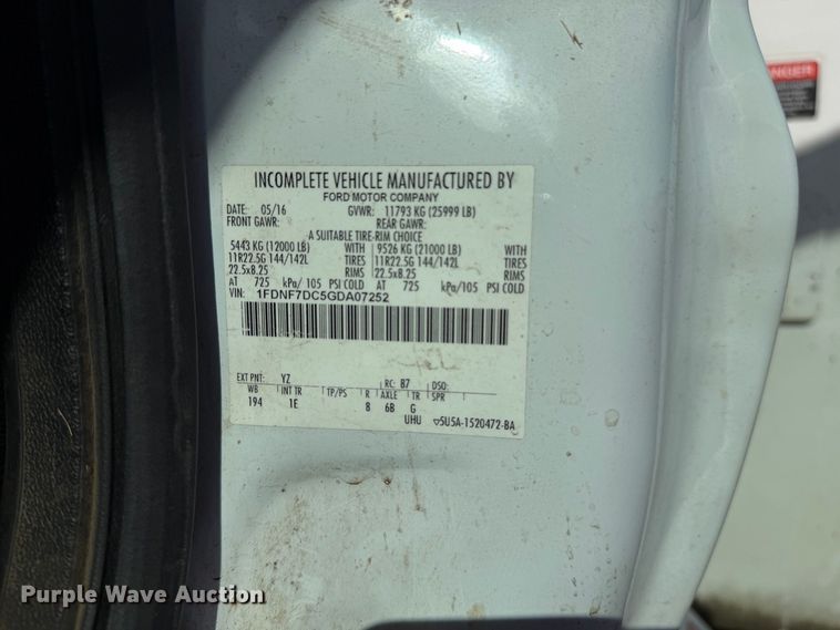 image for item YA4679 2016 Ford F750 Super Duty forestry bucket truck