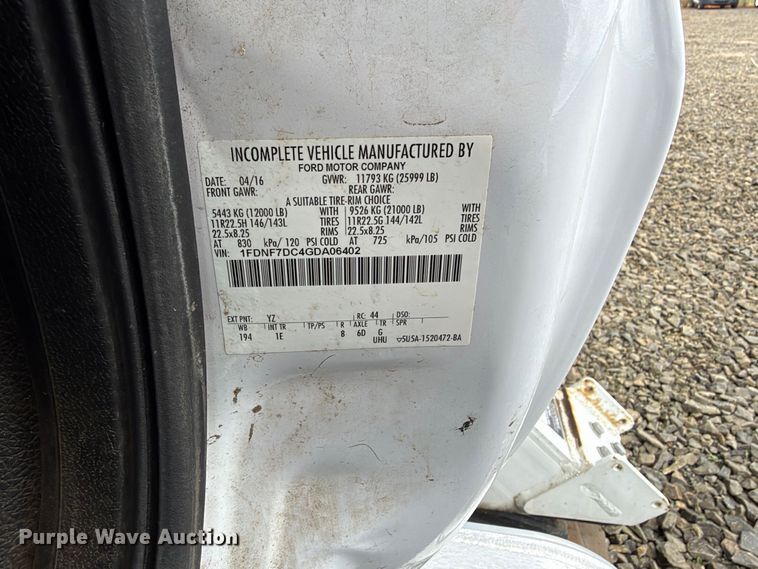 image for item YA4737 2016 Ford F750 Super Duty forestry bucket truck