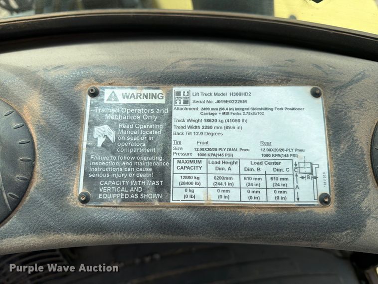 image for item YA4921 2015 Hyster H300HD2 forklift