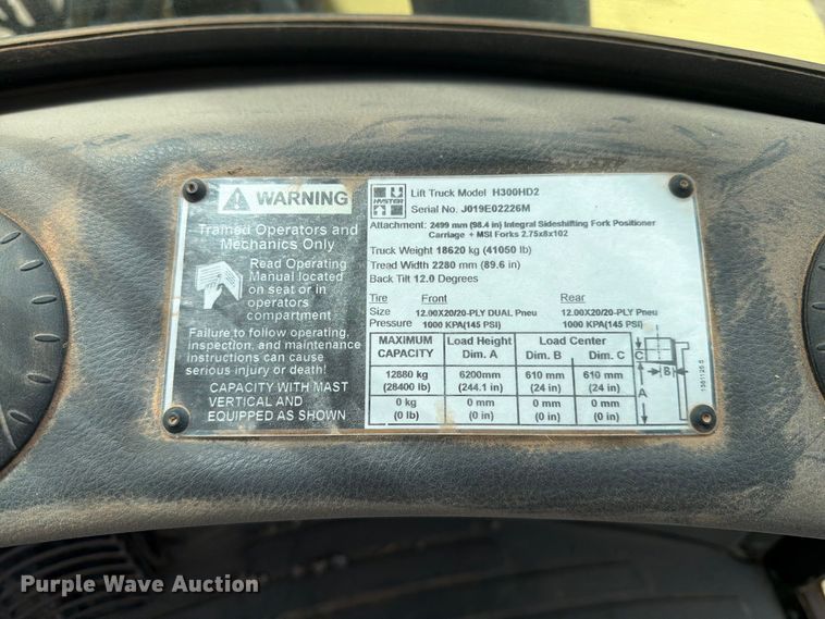 image for item YA4921 2015 Hyster H300HD2 forklift