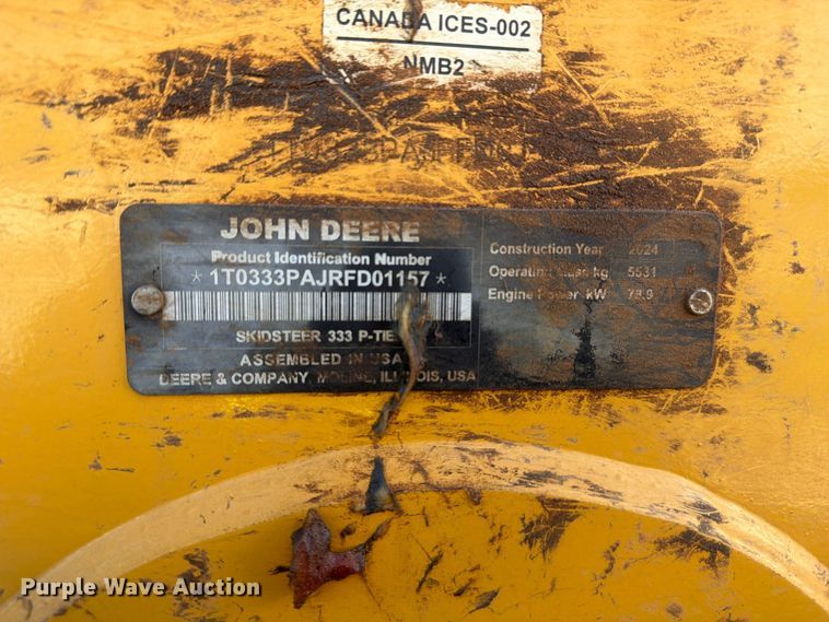 image for item YA5524 2024 John Deere 333P-Tier tracked skid steer loader