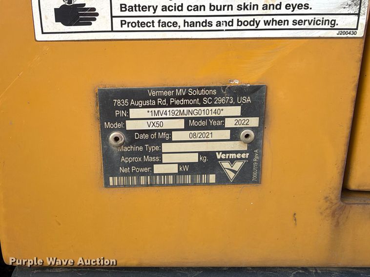 image for item YA5689 2021 Vermeer VX50-500 vacuum excavator