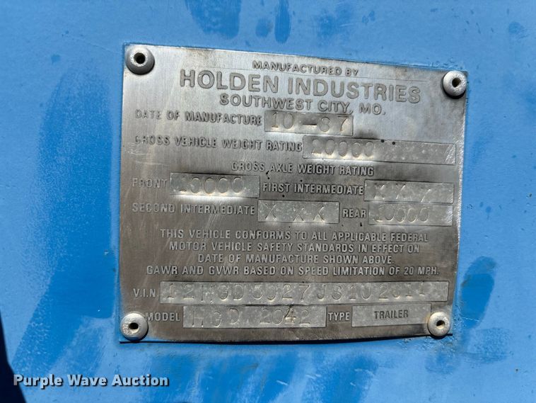 image for item DS2587 1988 Holden Industries HGD2042 equipment trailer
