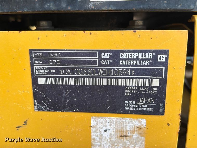 image for item DW6779 2020 Caterpillar 330 Excavator