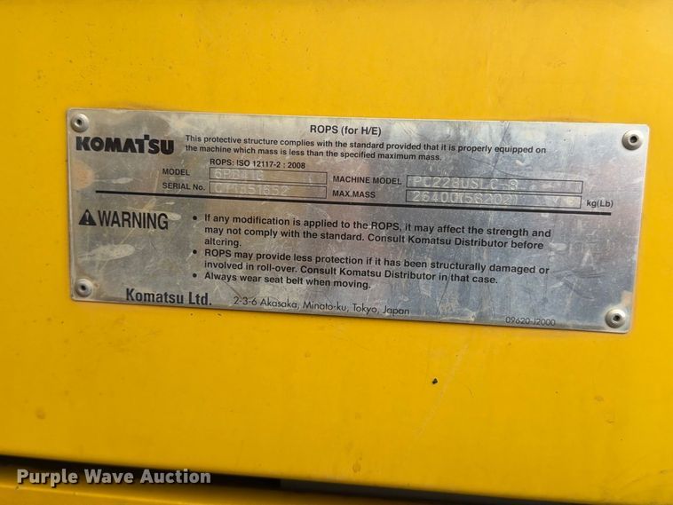 image for item DW6782 2013 Komatsu PC228USLC-8 excavator