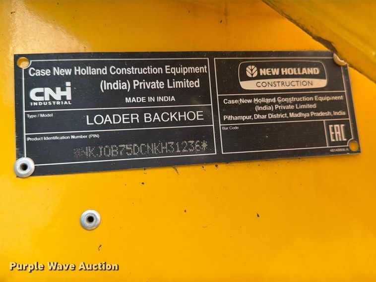 image for item DW6790 2022 New Holland B75D backhoe