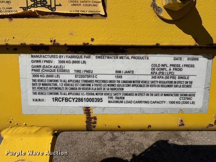 image for item EC4633 2006 Sweet Water Metal Works coiled pipe trailer
