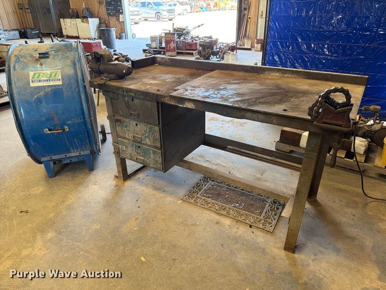 (3) metal work desks