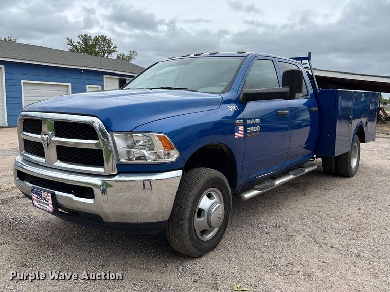 image for item FK3733 2018 Dodge Ram 3500 Crew Cab utility bed pickup truck