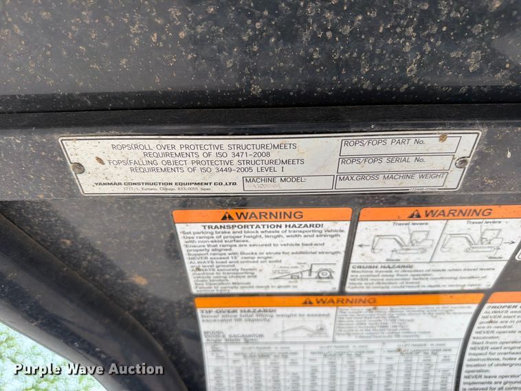 image for item FK3743 2021 Yanmar VIO35-6A mini excavator