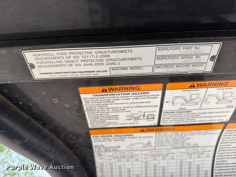 image for item FK3744 2021 Yanmar SV40 mini excavator