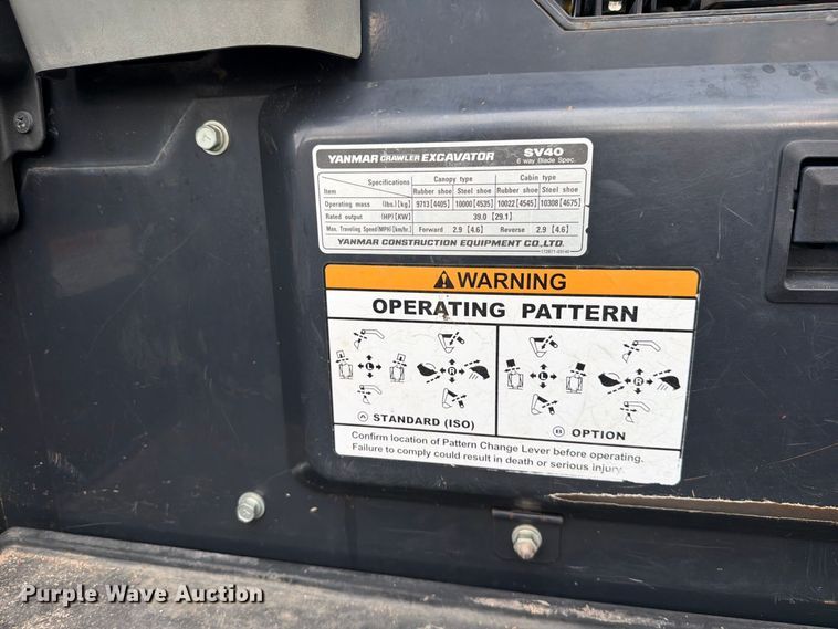 image for item FK3744 2021 Yanmar SV40 mini excavator