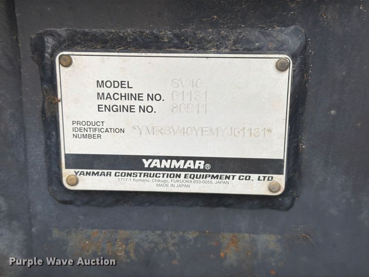 image for item FK3744 2021 Yanmar SV40 mini excavator