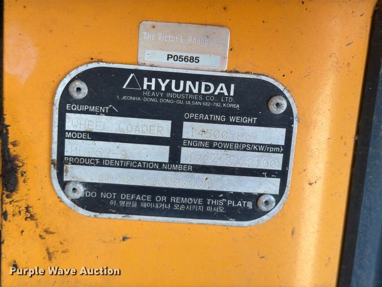 image for item FK3752 2012 Hyundai HL757-9 wheel loader