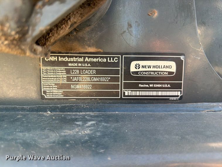 image for item FK3772 2016 New Holland L228 skid steer loader