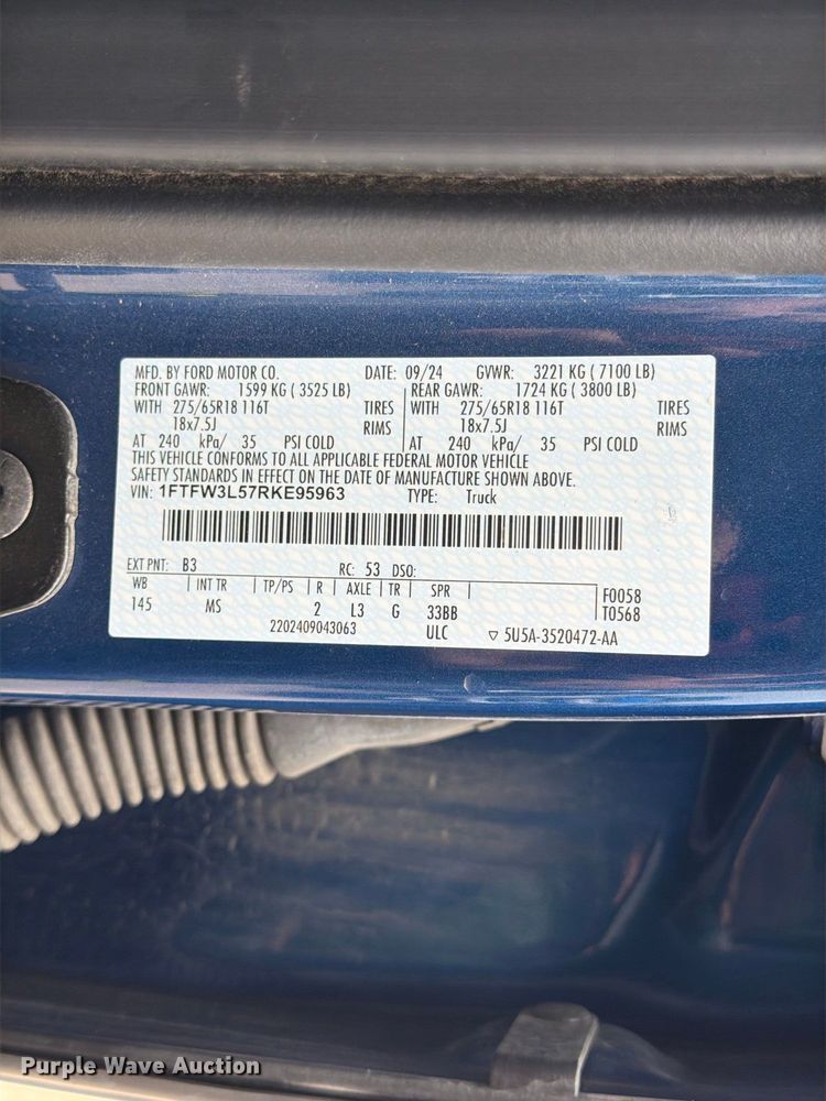 image for item FK3775 2024 Ford F150 XLT Crew Cab pickup truck
