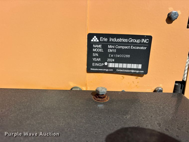 image for item ES8367 2024 Erie EM15 mini excavator