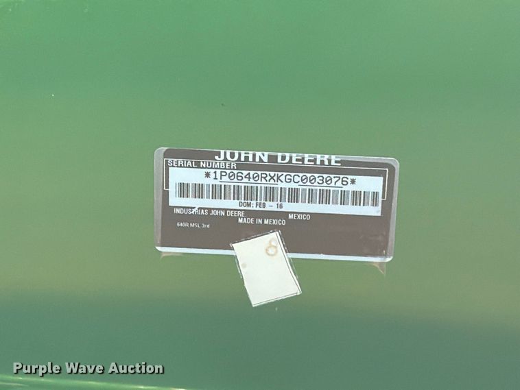 image for item EW7546 2016 John Deere 6155R MFWD tractor