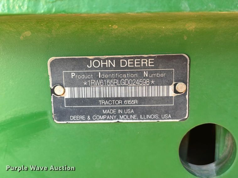 image for item EW7546 2016 John Deere 6155R MFWD tractor