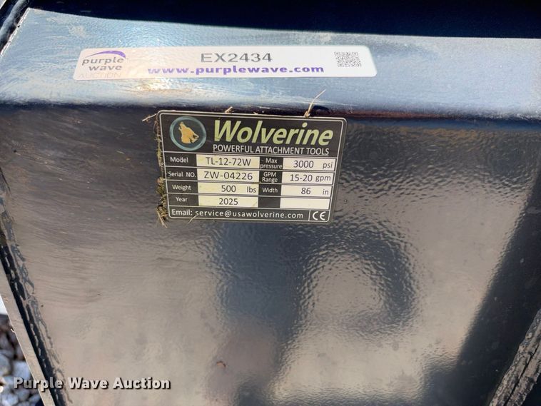 image for item EX2434 2025 Wolverine skid steer rototiller