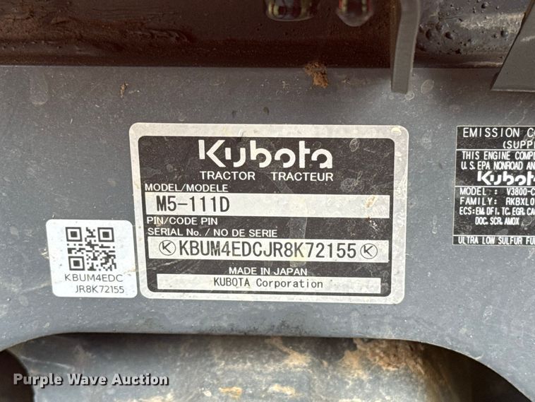image for item FV2013 2025 Kubota M5-111D MFWD tractor