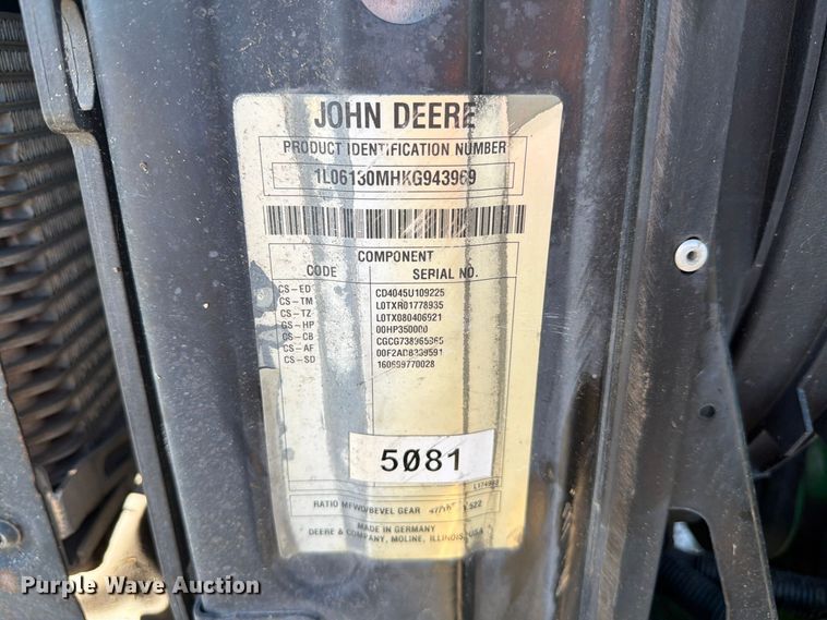 image for item YA5486 2019 John Deere 6130M MFWD tractor