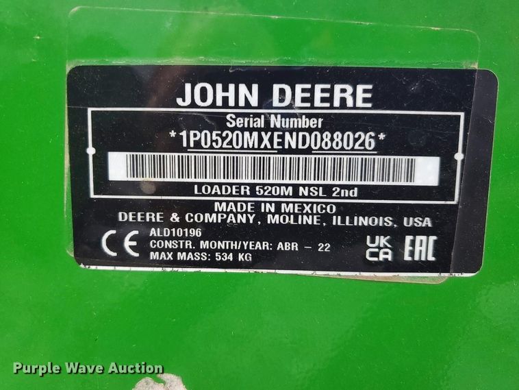 image for item YA5776 2022 John Deere 520M loader