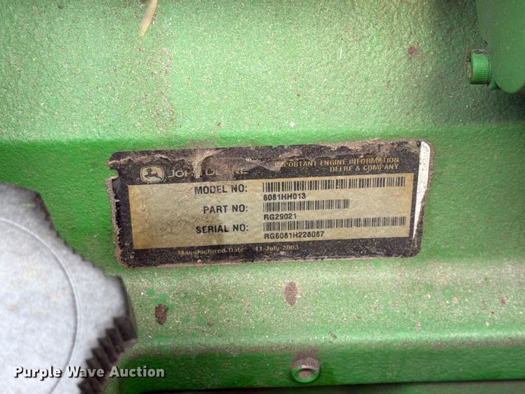 image for item YA5811 2003 John Deere 9650 STS combine