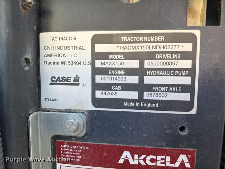 image for item YA5839 2022 Case IH Maxxum 150 MFWD tractor
