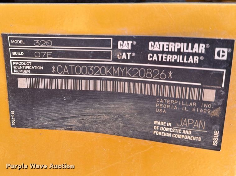 image for item FN3508 2022 Caterpillar 320 excavator