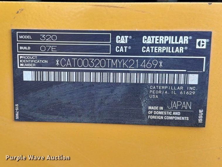 image for item FN3511 2023 Caterpillar 320 excavator