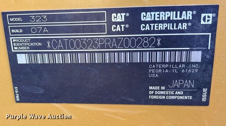 image for item FN3514 2018 Caterpillar 323 excavator