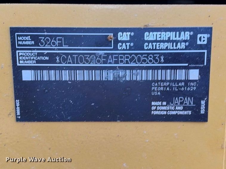 image for item FN3523 2019 Caterpillar 326F L excavator