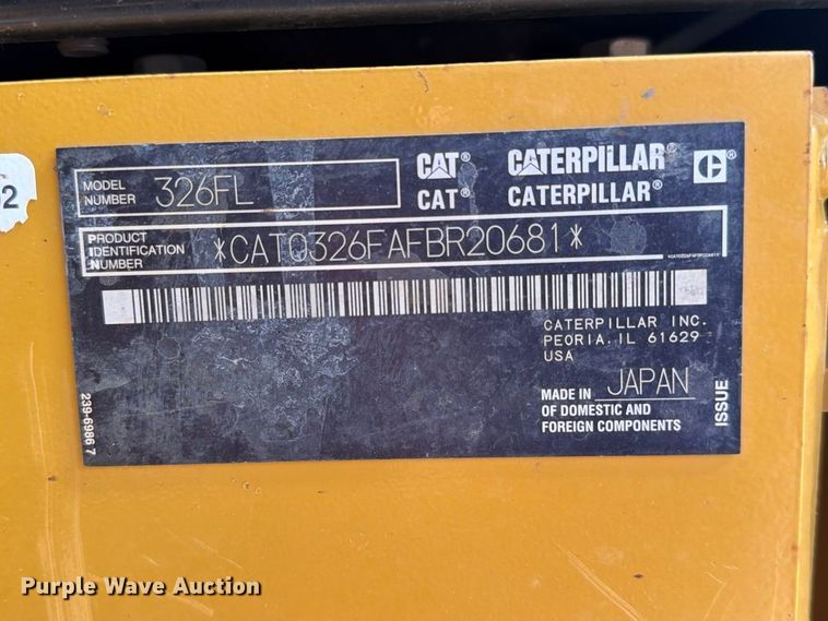 image for item FN3524 2019 Caterpillar 326F L excavator