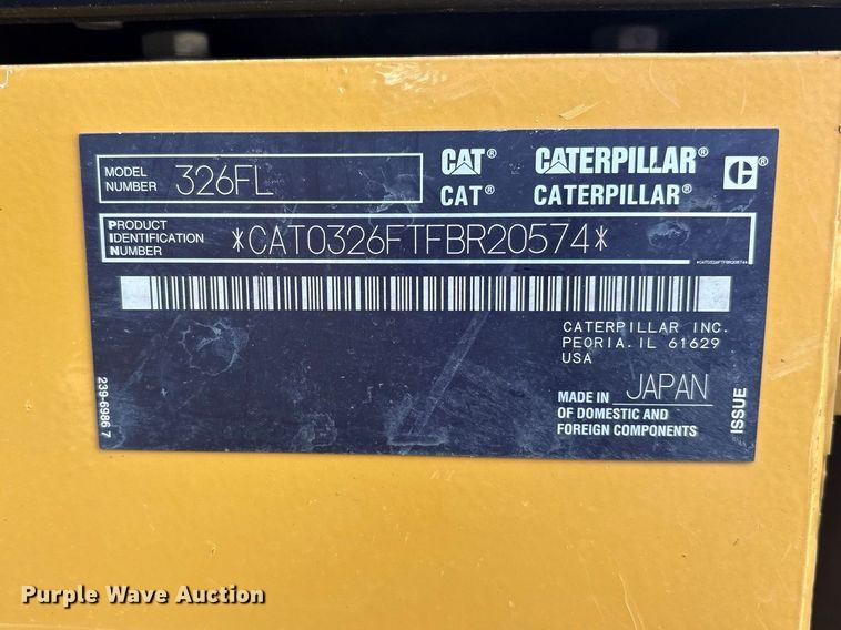 image for item FN3526 2019 Caterpillar 326F L excavator